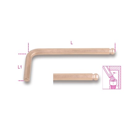Beta Tools Spark-Proof Ball Head Hex Key Wrench, 5mm 961805